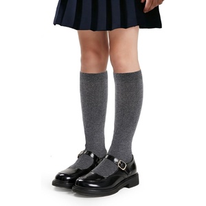 image:imageCOTTON DAY Kids Girls Unisex Knee High School Dress Socks Seamless Toe 3 Pack Black White Gray Navy BlueDk Gray Heather