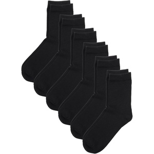 image:imageCOTTON DAY Unisex Kids Youth Boys Girls Soft Cotton School Crew Dress Socks Seamless Toe Black White Gray Navy 6 PackBlack