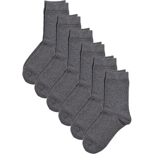 image:imageCOTTON DAY Unisex Kids Youth Boys Girls Soft Cotton School Crew Dress Socks Seamless Toe Black White Gray Navy 6 PackDk Gray Heather