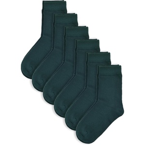 image:imageCOTTON DAY Unisex Kids Youth Boys Girls Soft Cotton School Crew Dress Socks Seamless Toe Black White Gray Navy 6 PackHunter Green