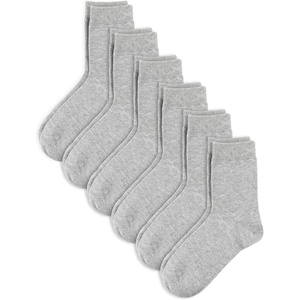 image:imageCOTTON DAY Unisex Kids Youth Boys Girls Soft Cotton School Crew Dress Socks Seamless Toe Black White Gray Navy 6 PackLt Gray Heather