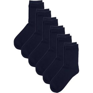 image:imageCOTTON DAY Unisex Kids Youth Boys Girls Soft Cotton School Crew Dress Socks Seamless Toe Black White Gray Navy 6 PackNavy Blue