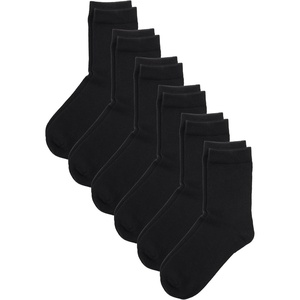 image:imageCOTTON DAY Unisex Kids Youth Boys Girls Soft Cotton School Crew Dress Socks Seamless Toe Black White Gray Navy 6 PackPlain Black
