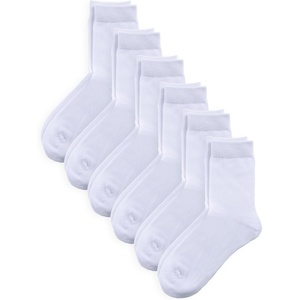 image:imageCOTTON DAY Unisex Kids Youth Boys Girls Soft Cotton School Crew Dress Socks Seamless Toe Black White Gray Navy 6 PackWhite